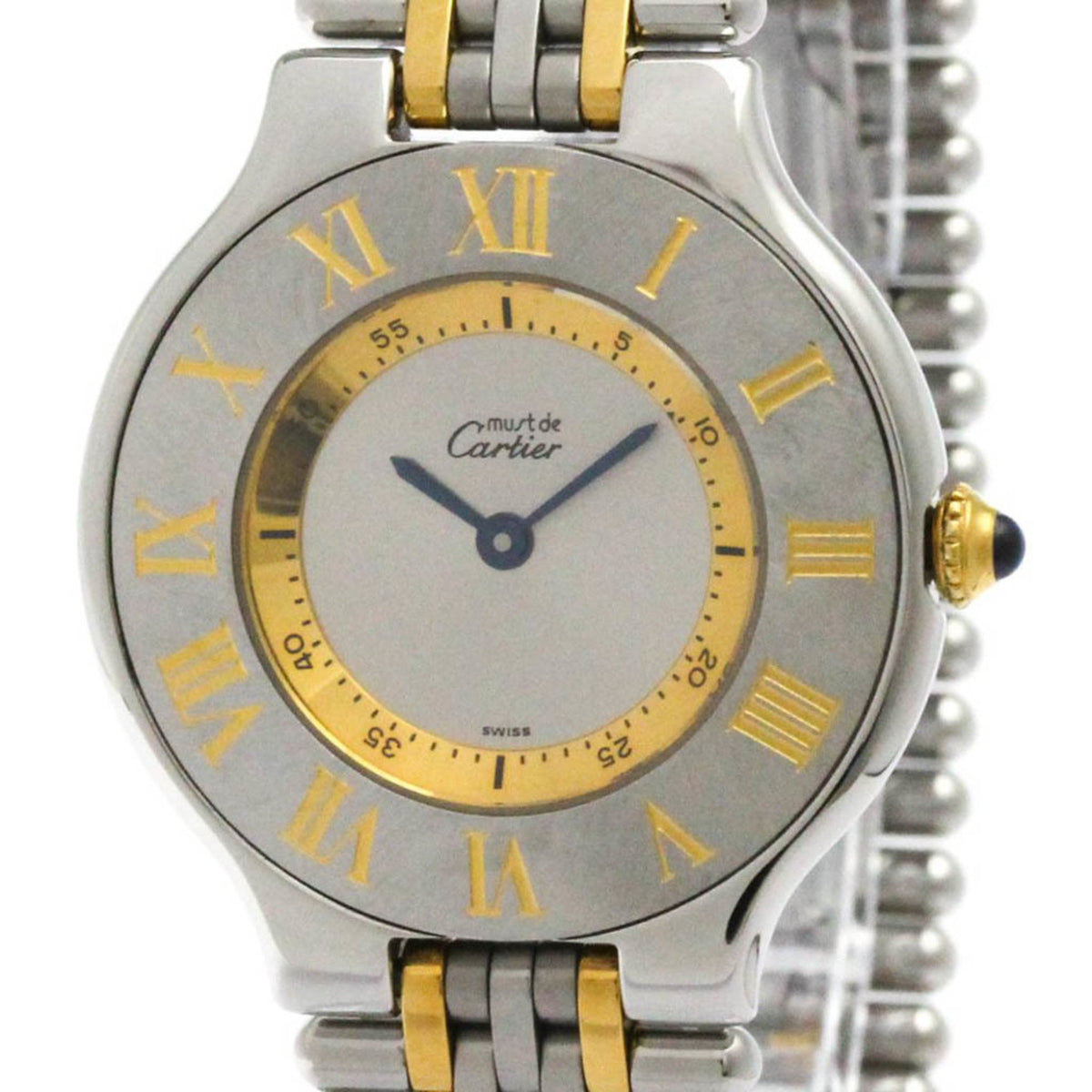 Gebrauchte CARTIER Must 21 vergoldete Stahlquarz-Damenuhr W10072F4 poliert
