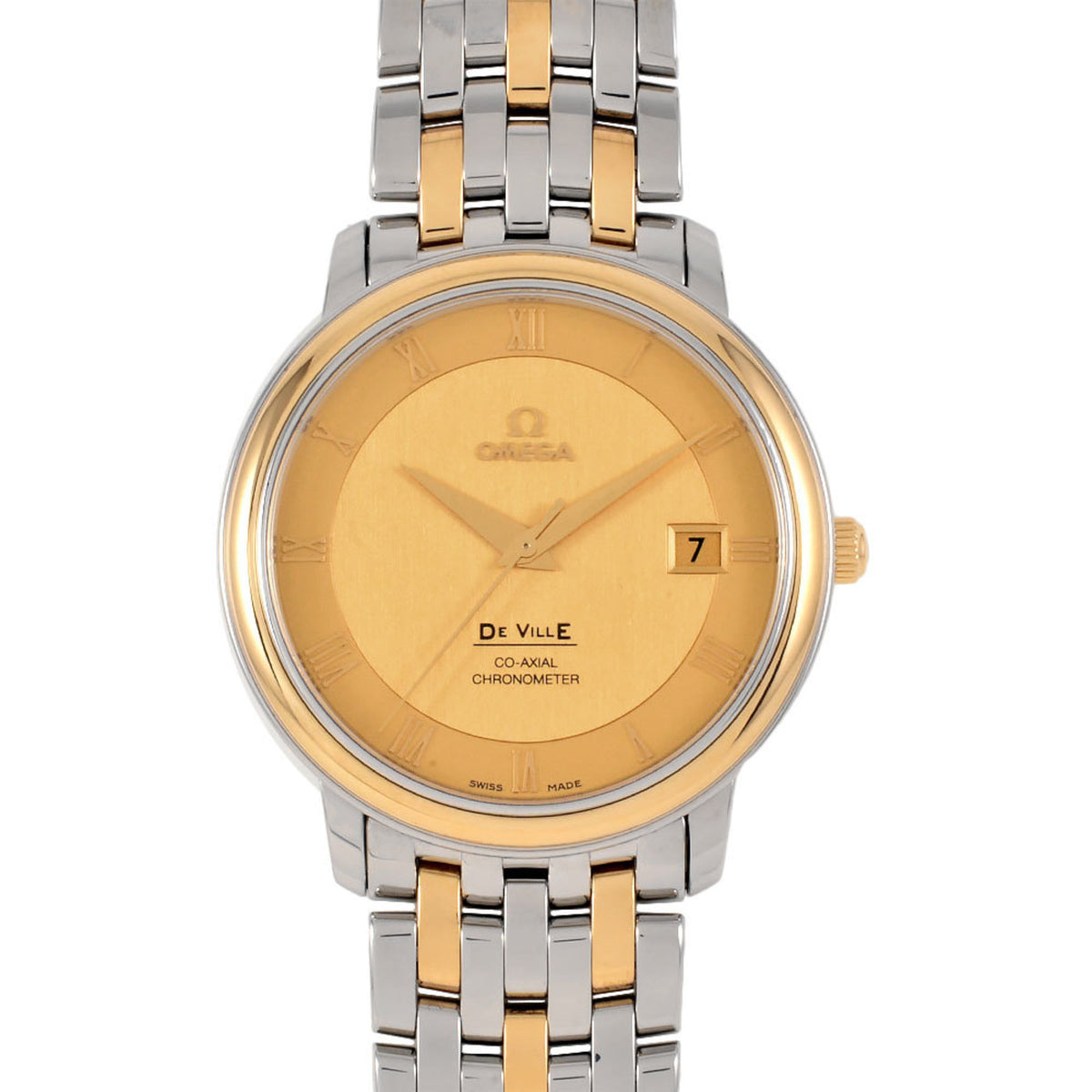 Gebrauchte OMEGA 4374 De Ville Co-Axial Chronometer Uhr Automatik Gold Zifferblatt Herren