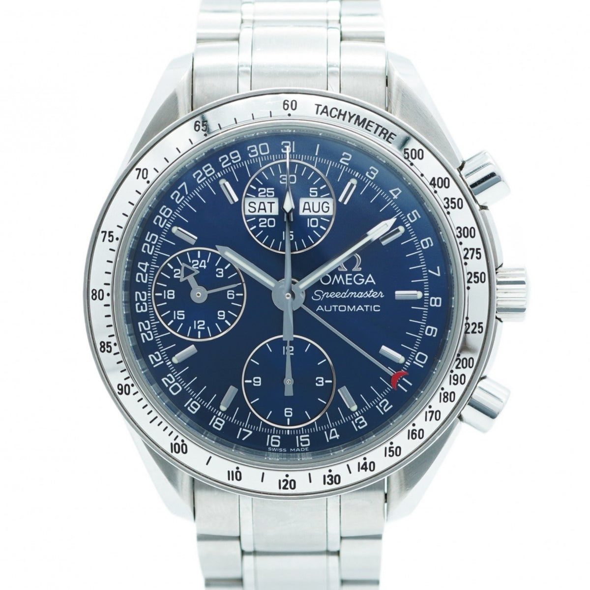 Gebrauchte Omega Speedmaster 3523.8 Herrenuhr mit blauem Zifferblatt