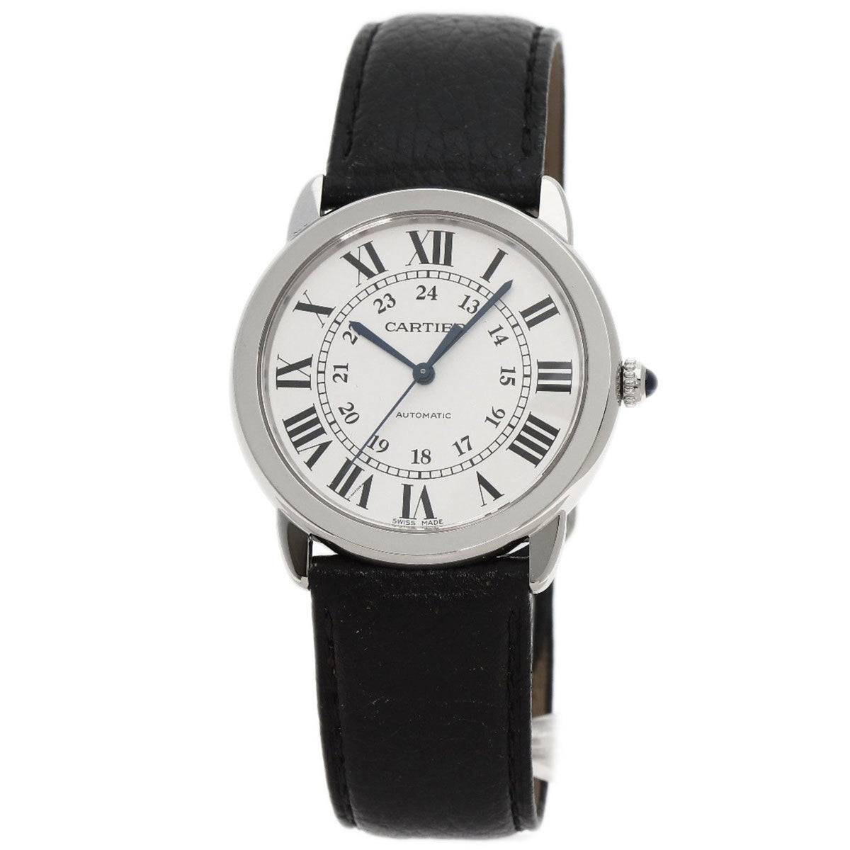 Gebrauchte Cartier WSRN0021 Rondo Solo 36mm De Uhr Edelstahl Leder Herren CARTIER