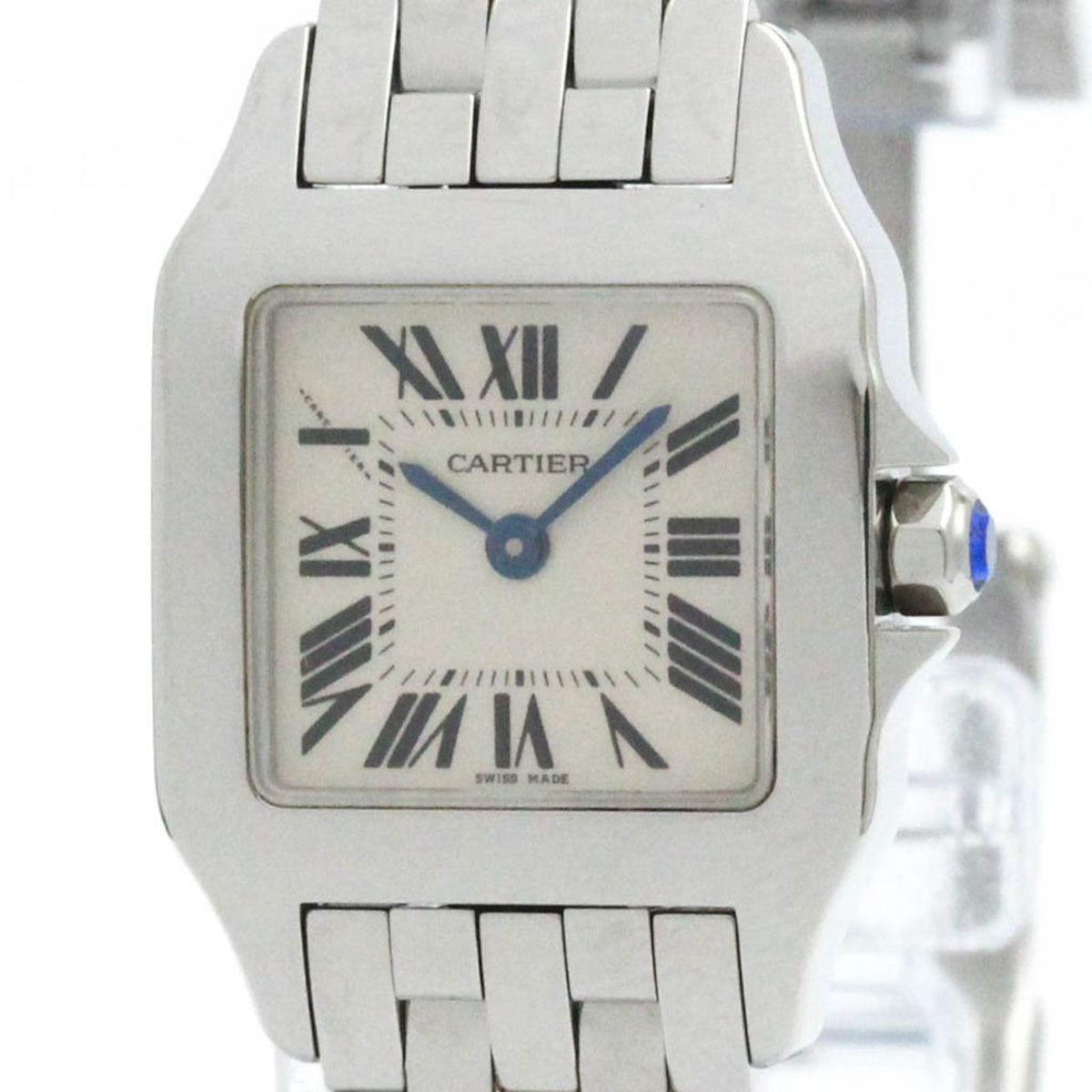 Gebrauchte, polierte Cartier Santos Demoiselle Stahl-Quarz-Damenuhr W25064Z5 BF581990