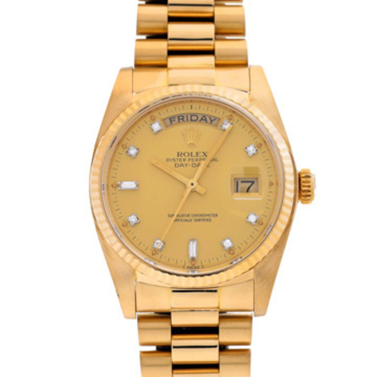 Gebrauchte Rolex Day-Date 18038A 74. Serie (hergestellt um 1982) Champagner/Diamant Herrenuhr Automatik
