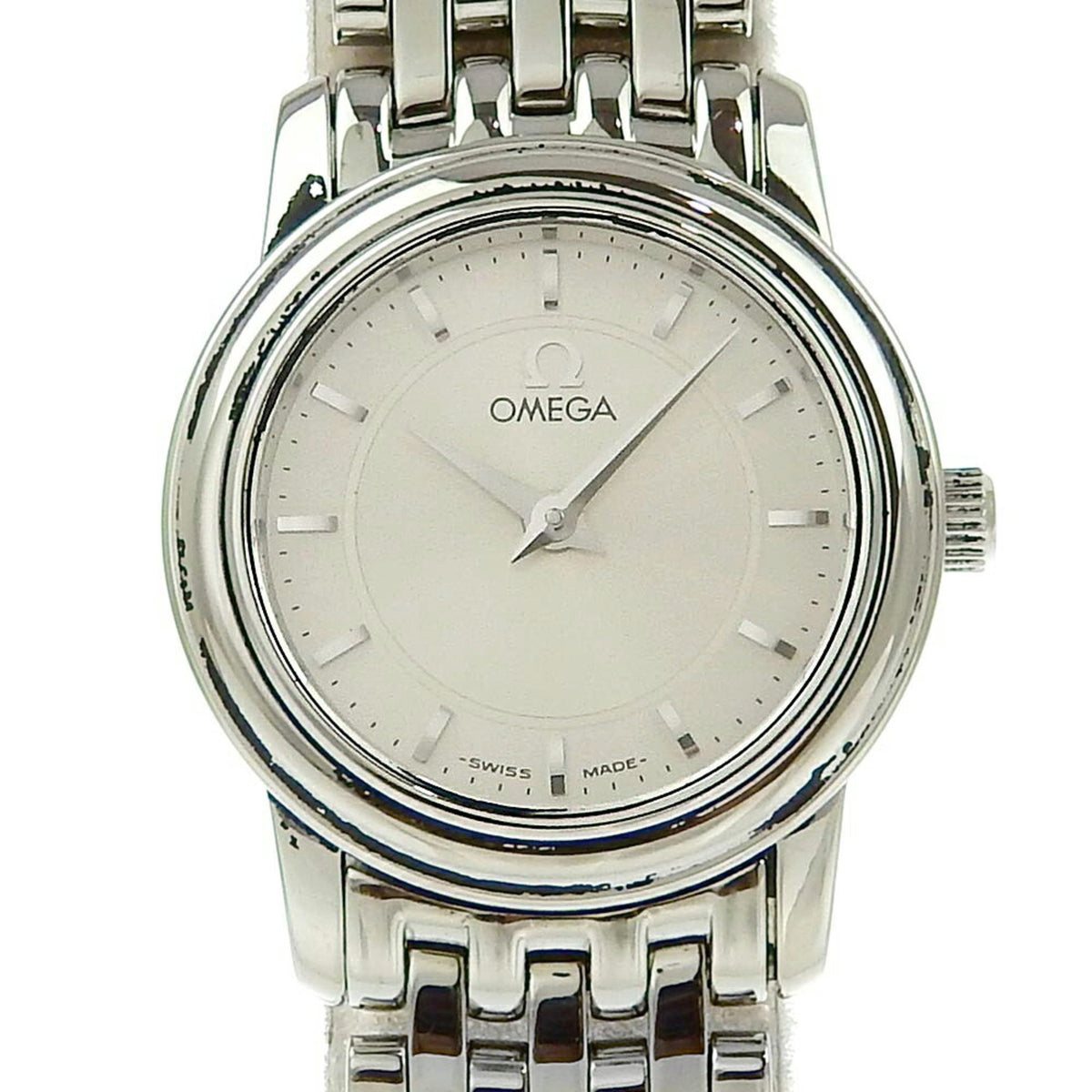 Gebrauchte OMEGA De Ville Uhr 4570.31 Edelstahl Quarz Analoganzeige Silbernes Zifferblatt Damen