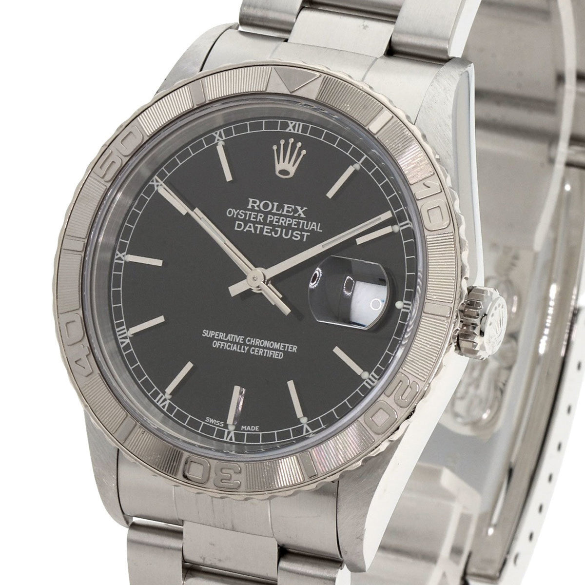 Gebrauchte Rolex 16264 Datejust Thunderbird Black Uhr Edelstahl SS K18WG Herren ROLEX