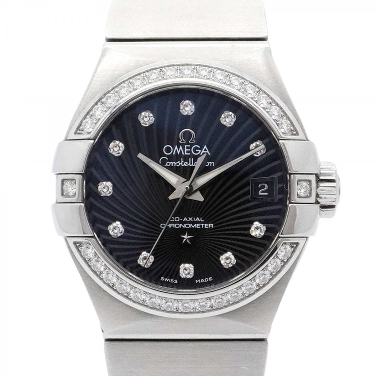 Gebrauchte Omega Constellation 123.15.27.20.51.001 Damenuhr mit schwarzem Zifferblatt
