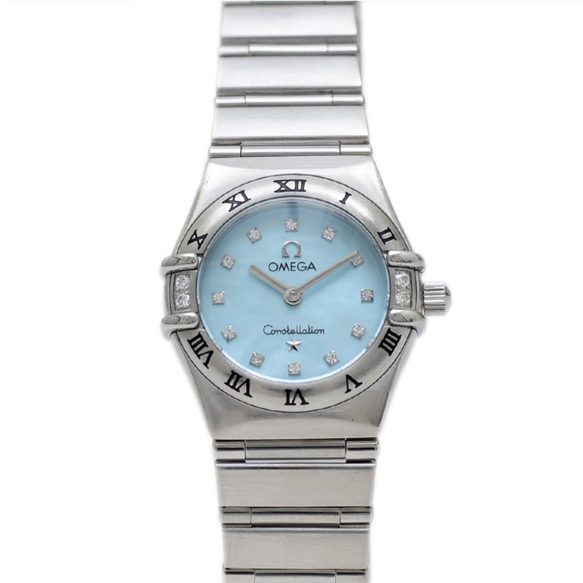 Pre-Owned Omega Constellation Mini 16P Diamond Blue Shell Dial Quartz Watch 1566.86