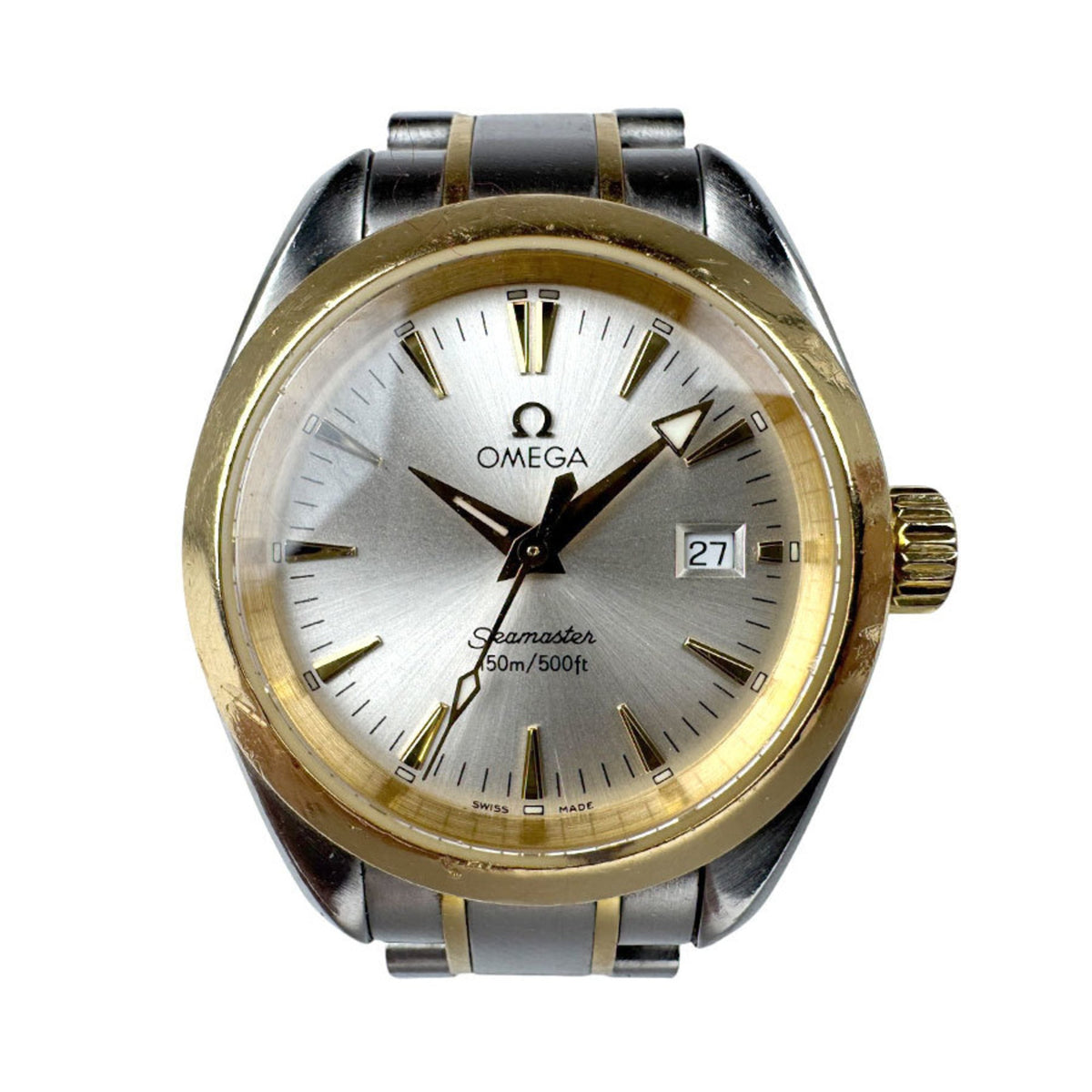 Gebrauchte OMEGA Uhr Seamaster Aqua Terra Edelstahl YG Silber Gold Damen Quarz u0015