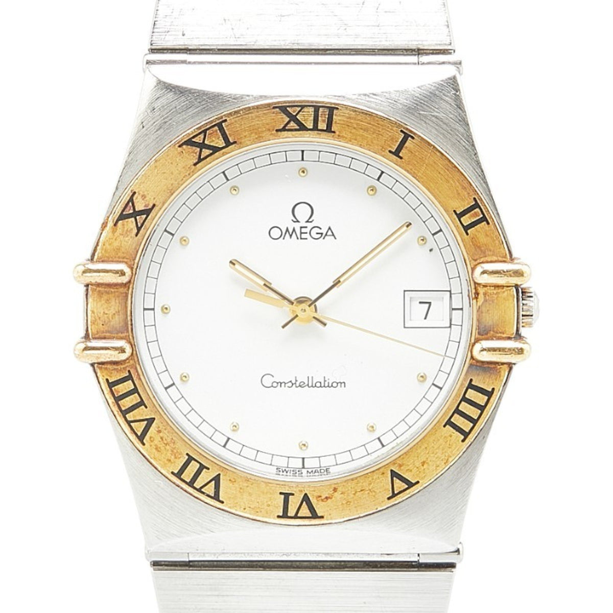 Gebrauchte OMEGA Constellation Uhr Quarz weißes Zifferblatt Edelstahl plattiert Herren