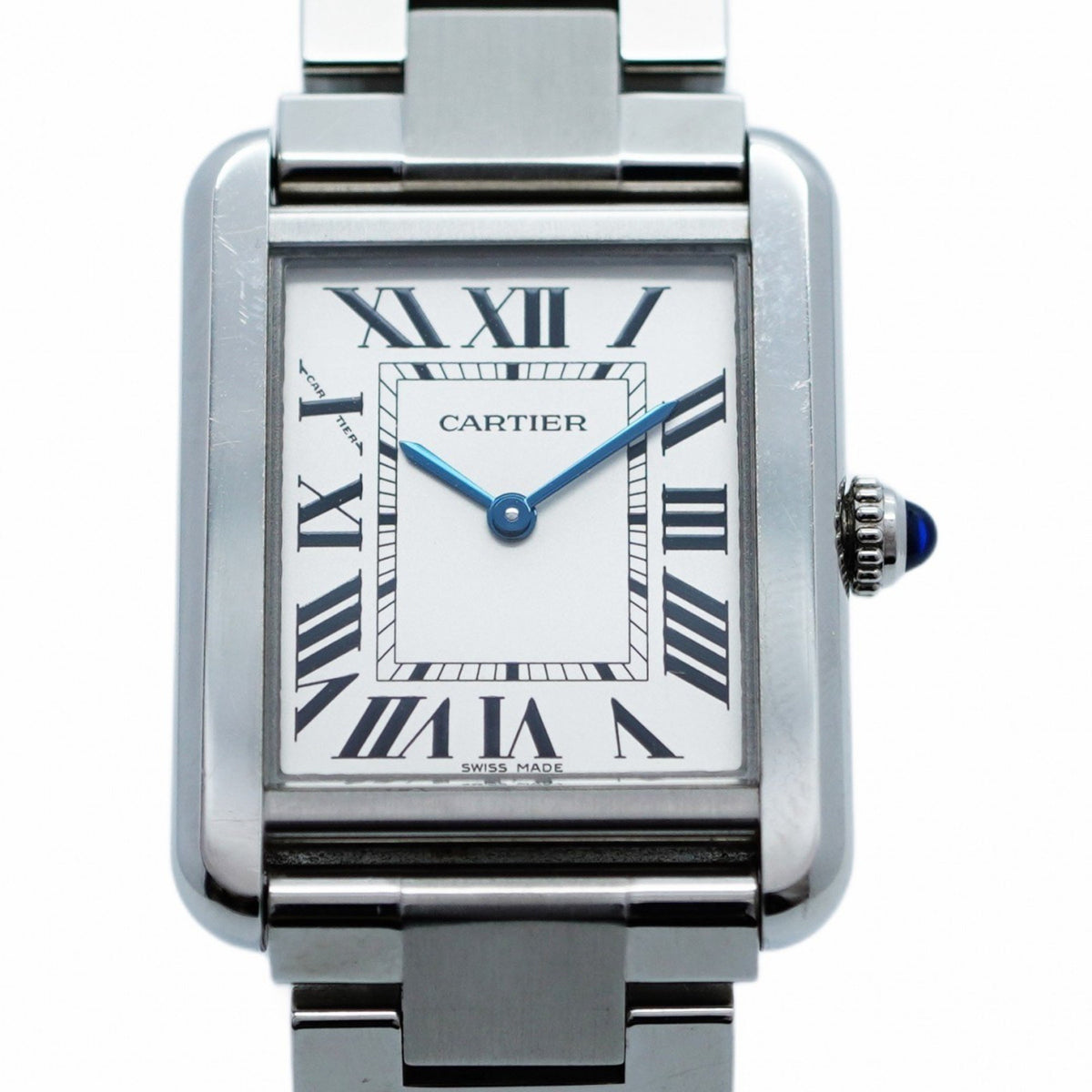 Gebrauchte Cartier Tank Solo Uhr 3170 mit silbernem Zifferblatt für Damen