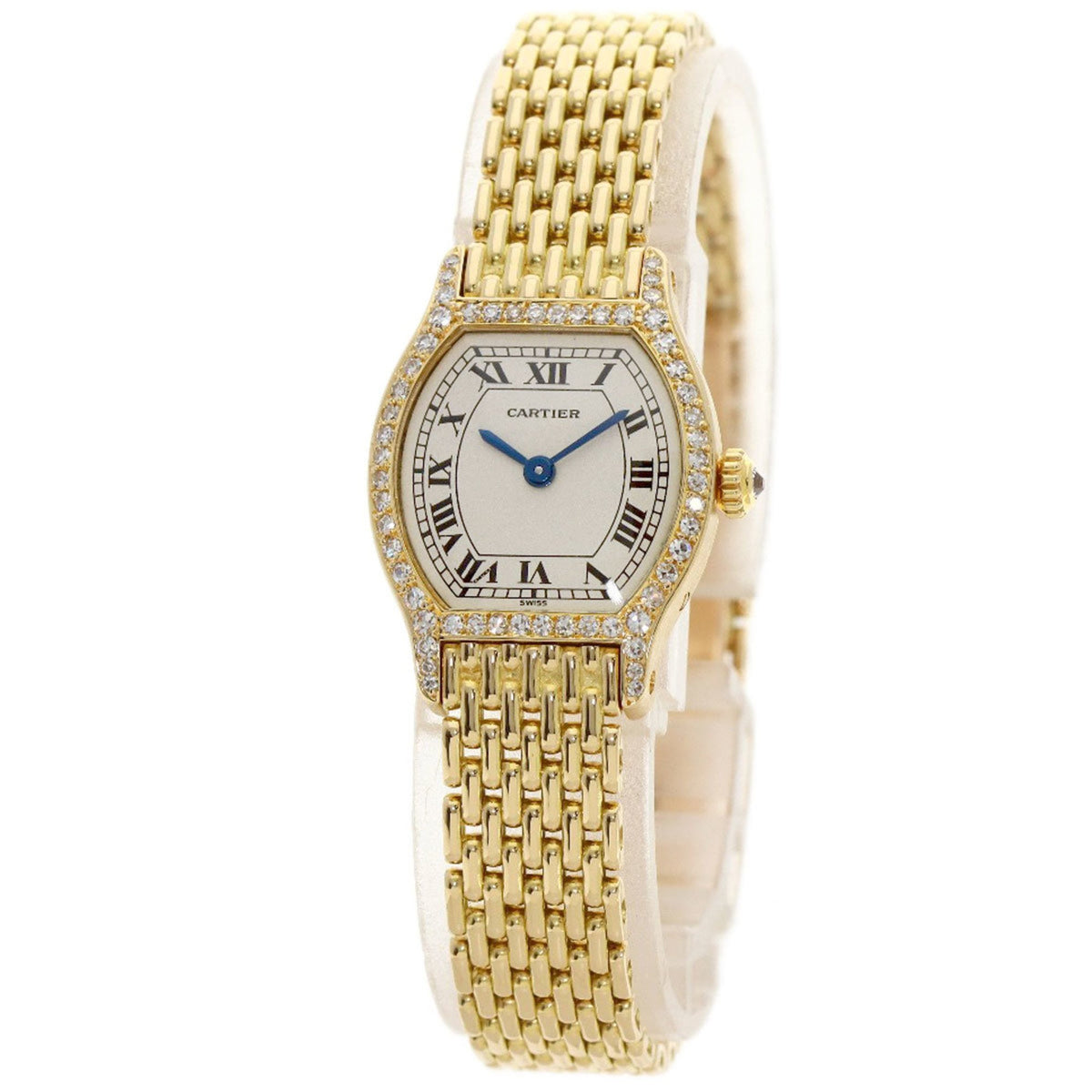 Gebrauchte Cartier WA5006A3 Tortue SM Diamant Lünette Uhr K18 Gelbgold K18YG Damen CARTIER