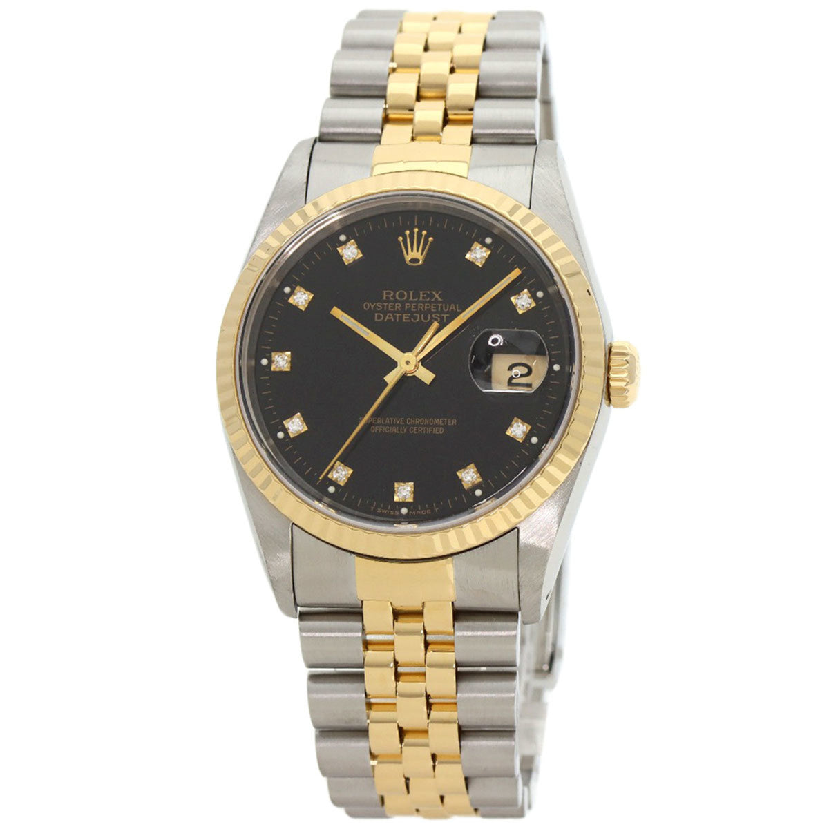 Gebrauchte Rolex 16233G Datejust 10P Diamantuhr Edelstahl SSxK18YG Herren ROLEX