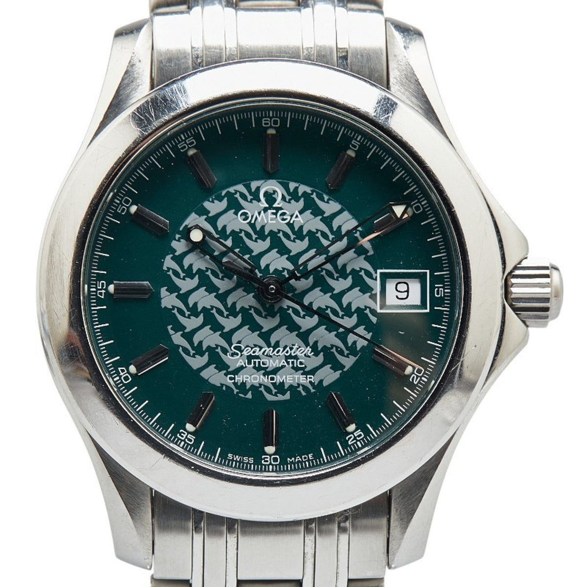 Gebrauchte OMEGA Seamaster 120m Jacques Mayol 1998 Uhr 2506.70 Automatik Grünes Zifferblatt Edelstahl Herren