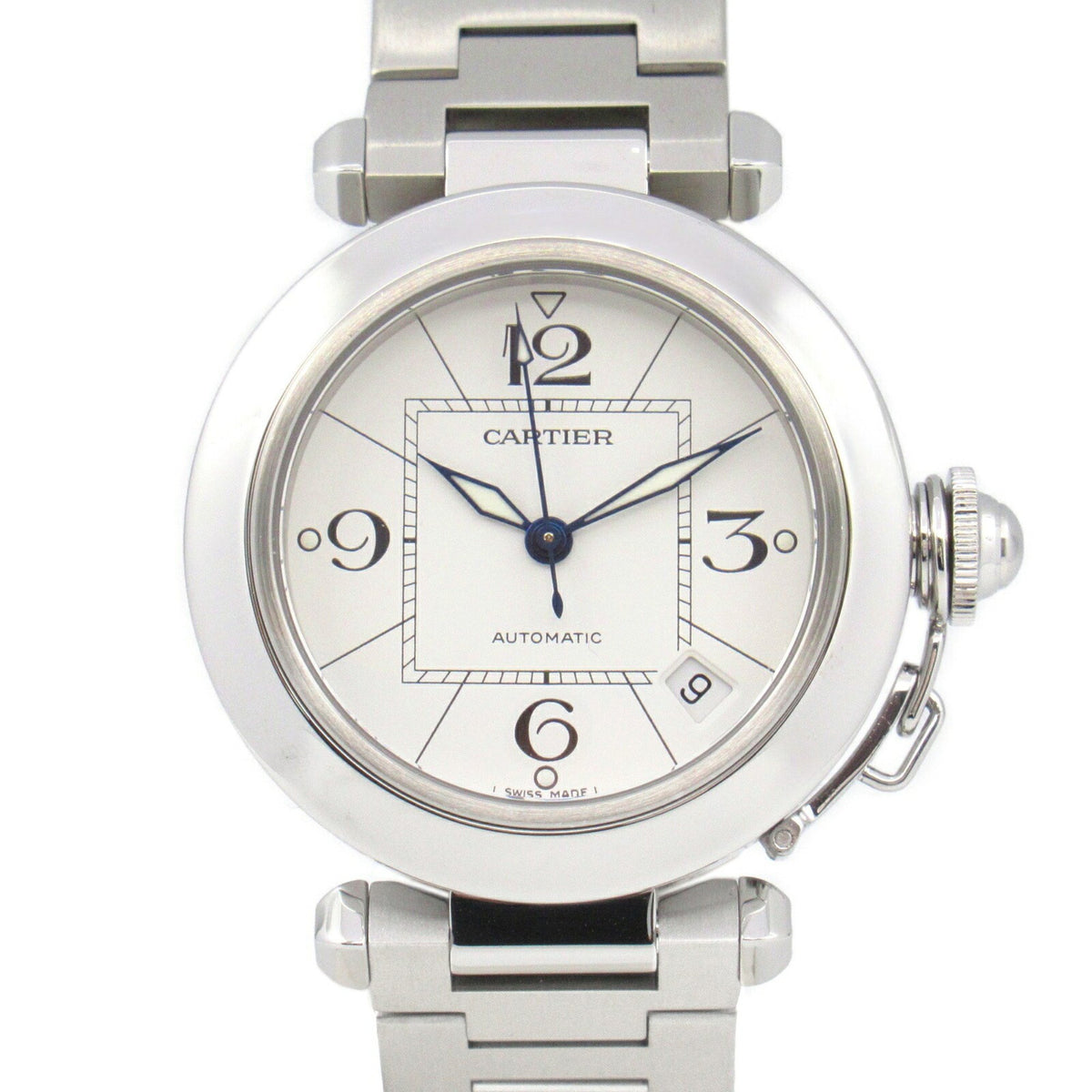 Gebrauchte Cartier Pasha C Uhr Edelstahl Jungen Weiß W31074M7