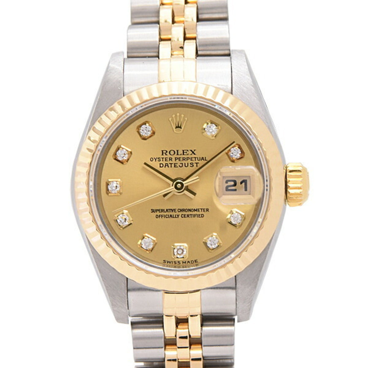 Gebrauchte Rolex Damenuhr Datejust 10P Diamant Automatik Y Serie SS x YG ROLEX 79173G