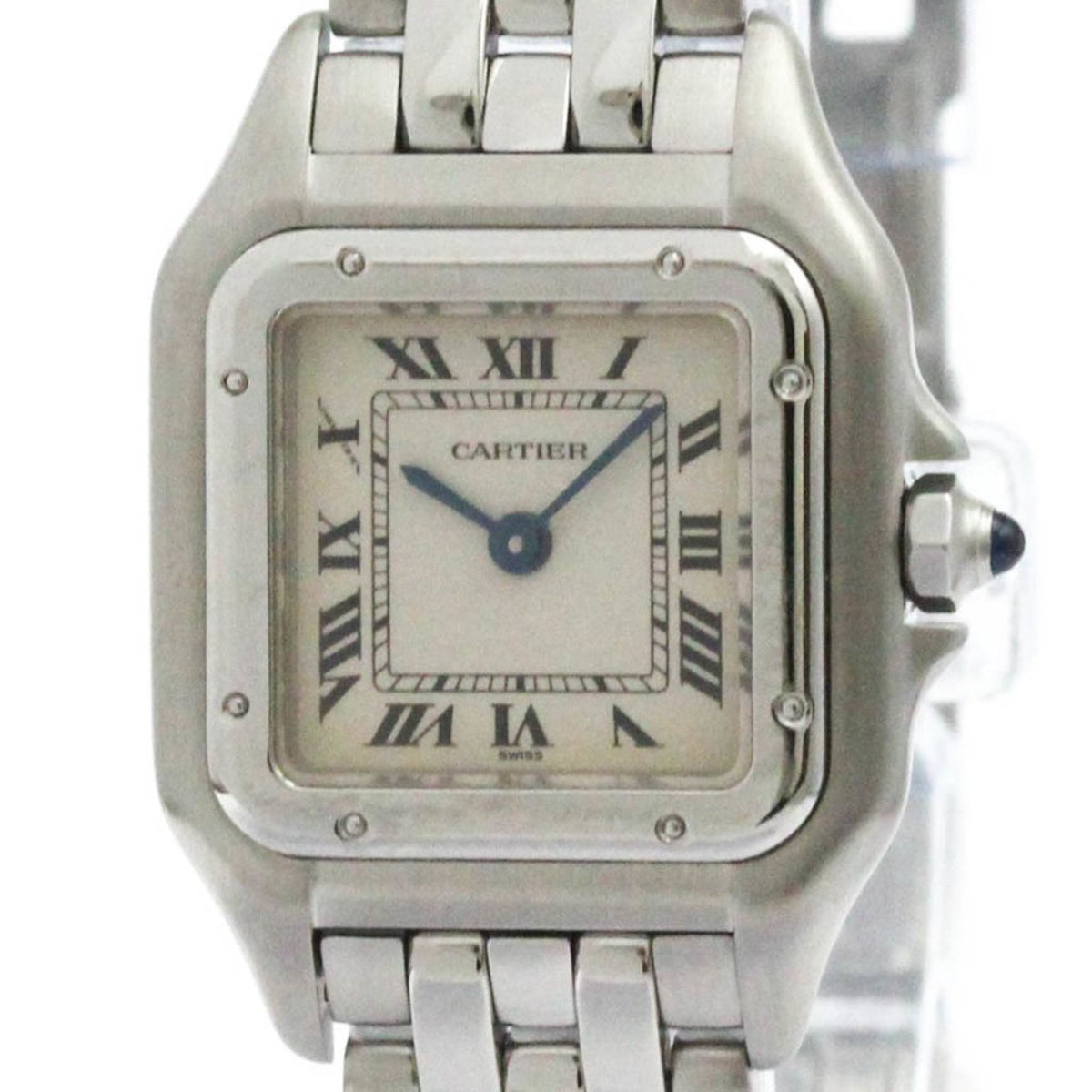 Gebrauchte CARTIER Panthere Edelstahl Quarz Damenuhr W25033P5 poliert