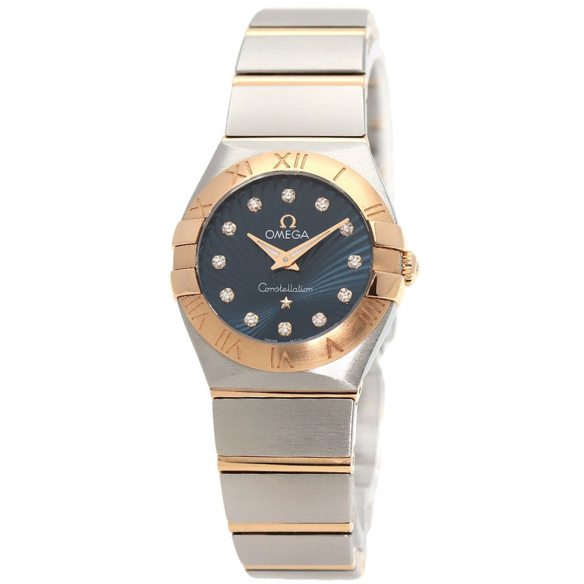 Gebrauchte OMEGA 123.20.24.60.53.001 Constellation Blue Guilloche 12P Diamantuhr Edelstahl SSxK18PG K18PG Damen