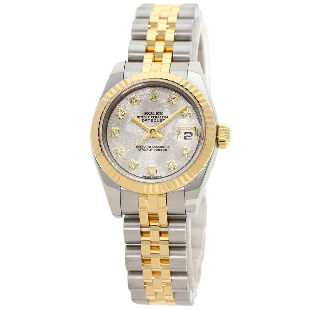 Gebrauchte Rolex 179173G Datejust 10P Diamant Meteorit Uhr Edelstahl SSxK18YG Damen ROLEX