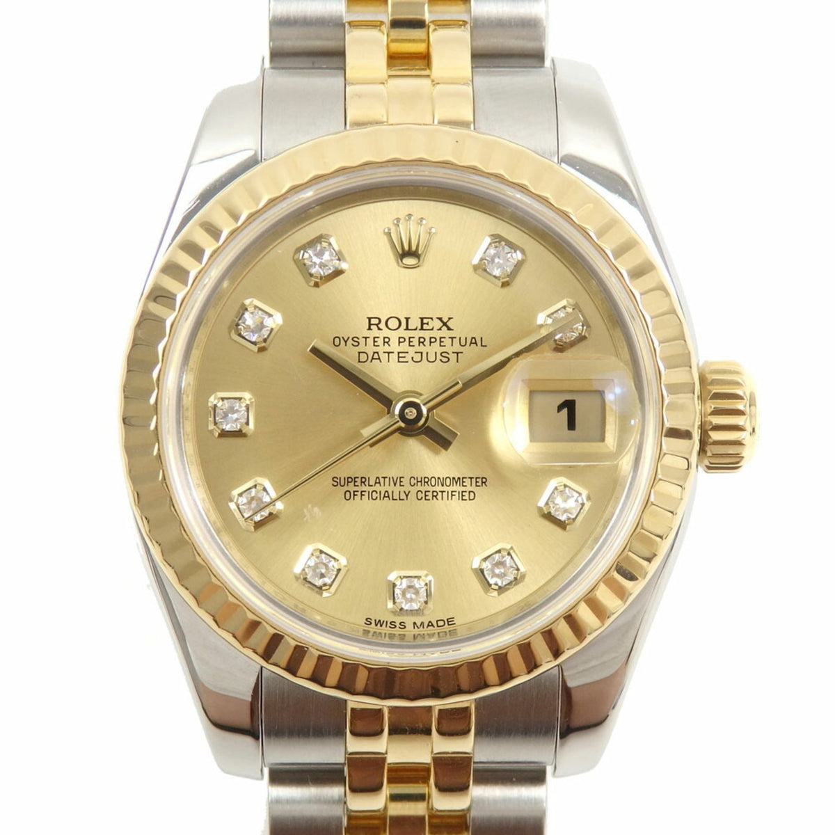 Gebrauchte Rolex Datejust Damen 179173G Automatikuhr, Zufallszahl, Edelstahl, Gelbgold, 12 Diamantindizes, A219970