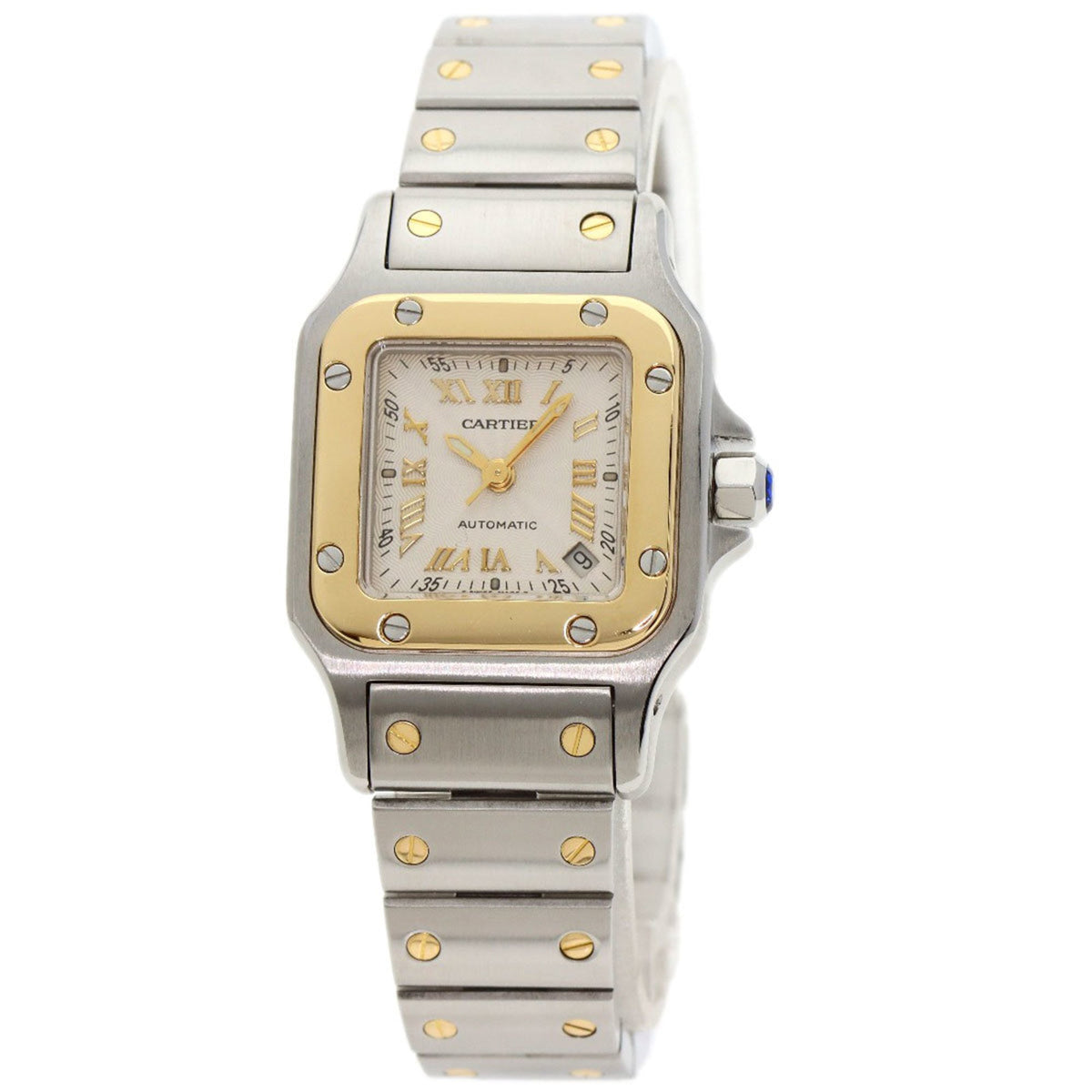 Gebrauchte Cartier W20045C4 Santos Galbe SM Uhr Edelstahl SS 18KYG Damen CARTIER