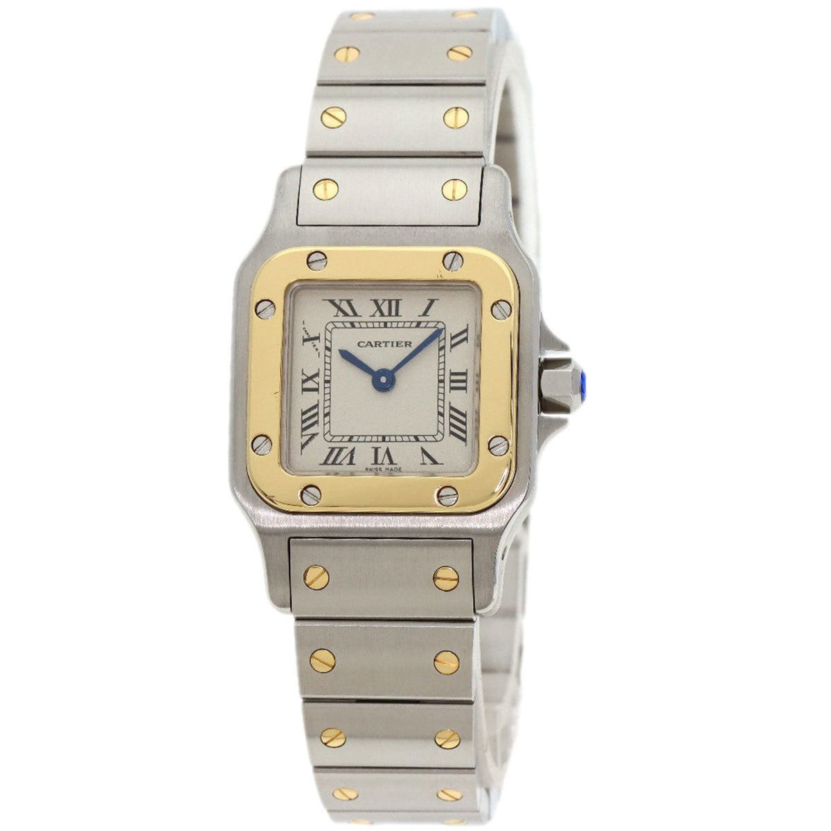 Gebrauchte Cartier W20012C4 Santos Galbe SM Uhr Edelstahl SS K18YG Damen CARTIER