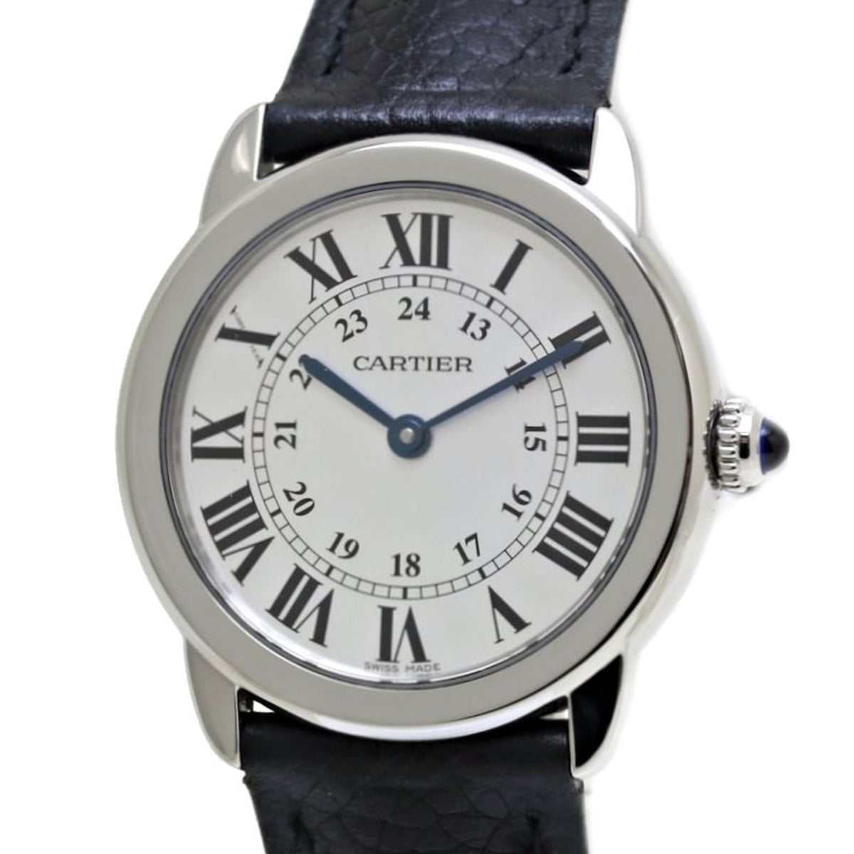 Gebrauchte CARTIER Rondo Solo SM WSRN0019 Edelstahl x Leder Damen 39868 Uhr