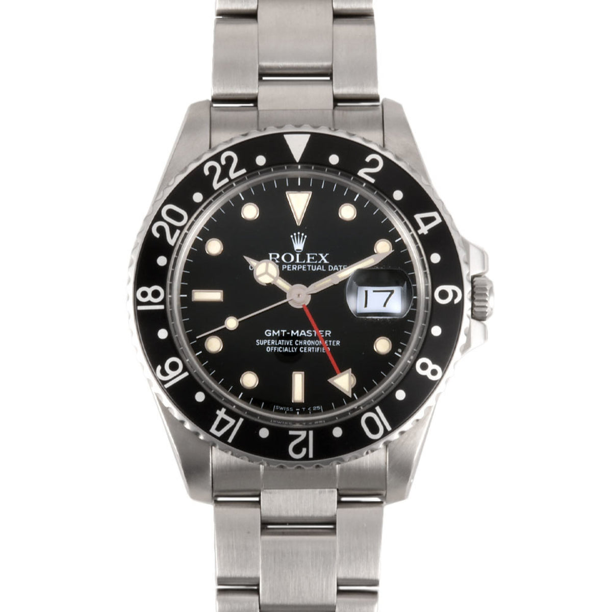 Gebrauchte Rolex ROLEX 16750 GMT Master R Serie Automatikuhr schwarzes Zifferblatt Edelstahllünette Herren