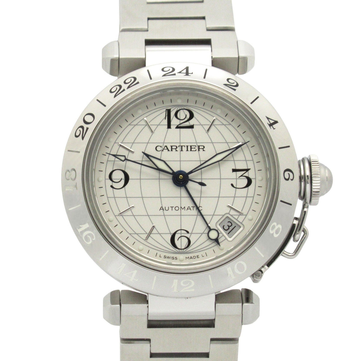 Gebrauchte Cartier Pasha C Meridian Uhr, Edelstahl, Jungen, Silber, W31078M7