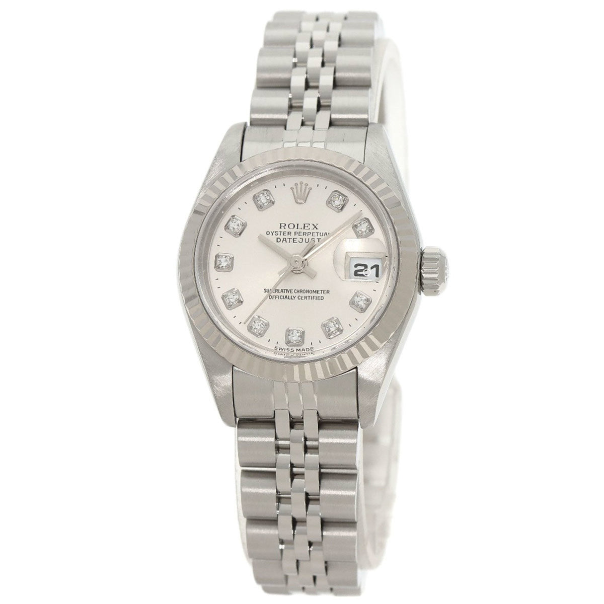 Gebrauchte Rolex 79174G Datejust 10P Diamant Uhr Edelstahl SS K18WG Damen ROLEX
