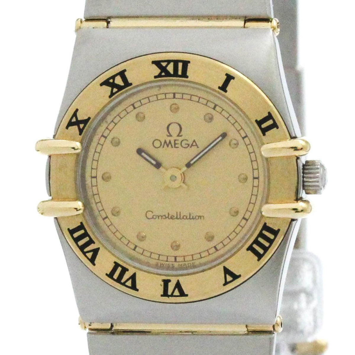 Gebrauchte OMEGA Constellation 18 Karat Gold Stahl Quarz Damenuhr 795.1076 poliert