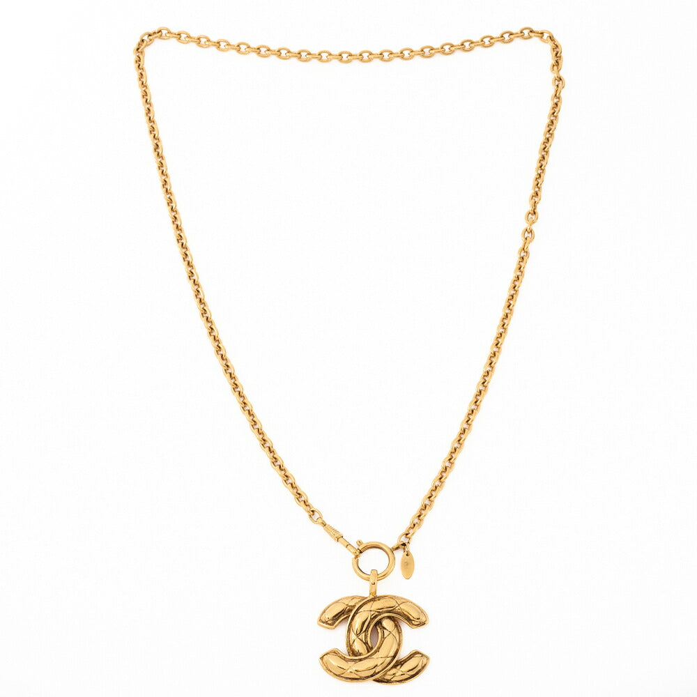 Pre-Owned Halskette, Coco Mark Matelasse, Vergoldet, Gold, Goldfarbene Hardware, Pre-Owned