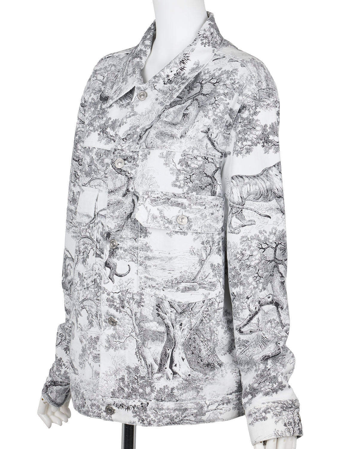 Gebrauchte Jacke, Oberbekleidungsmantel, Logoknopf, Baumwolle, Weiß, Silberfarbene Hardware, Gebraucht