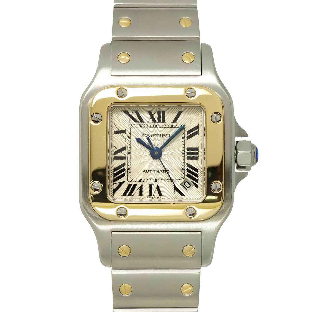 Pre-Owned Cartier Santos Galbe SM Two-tone W20057C4 Women's Watch with Date Display, Silver and Yellow Gold, Automatic