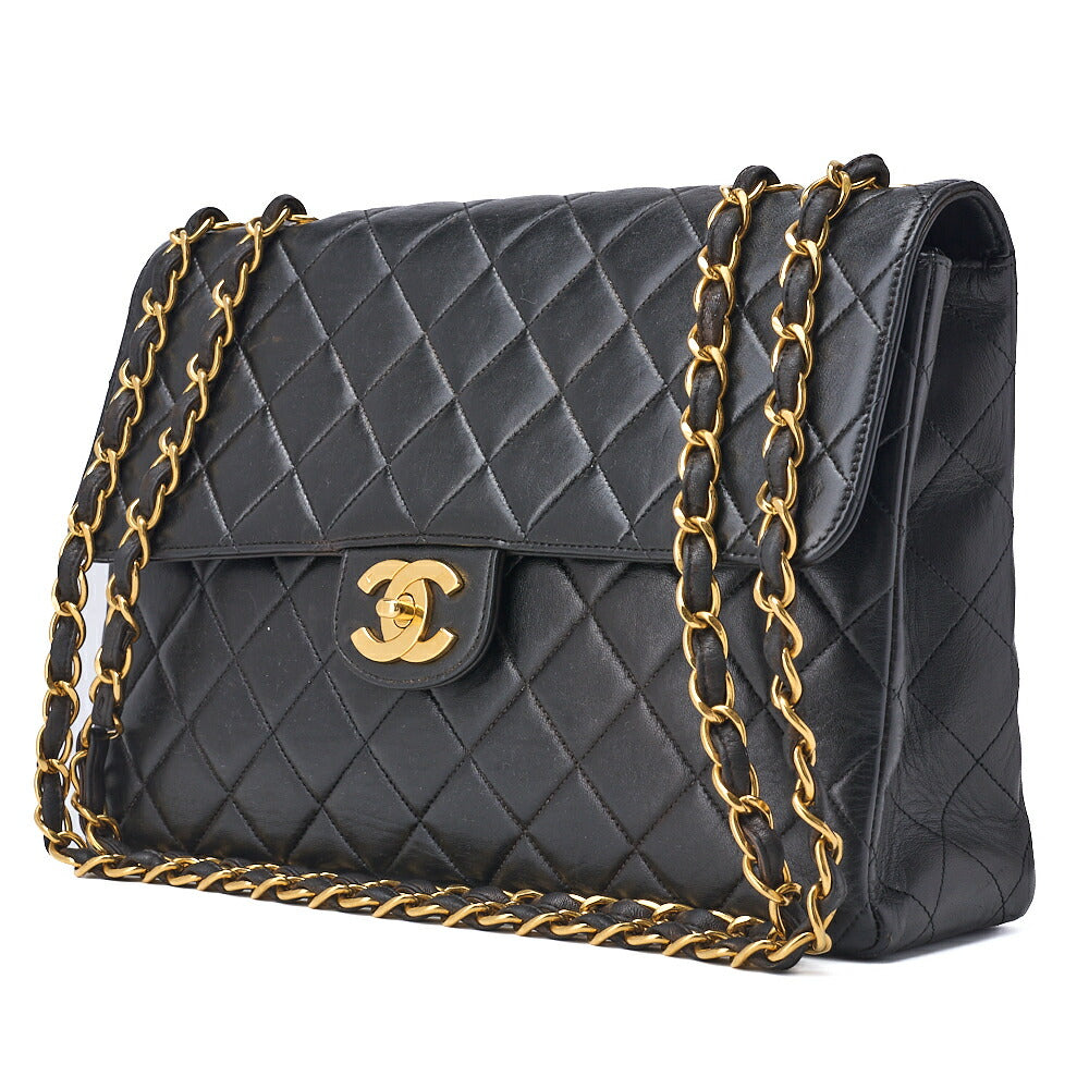 Pre-Owned Schultertasche, Deca Matelassé Drehverschluss, Lammleder, Schwarz, Goldfarbene Metallteile, Pre-Owned