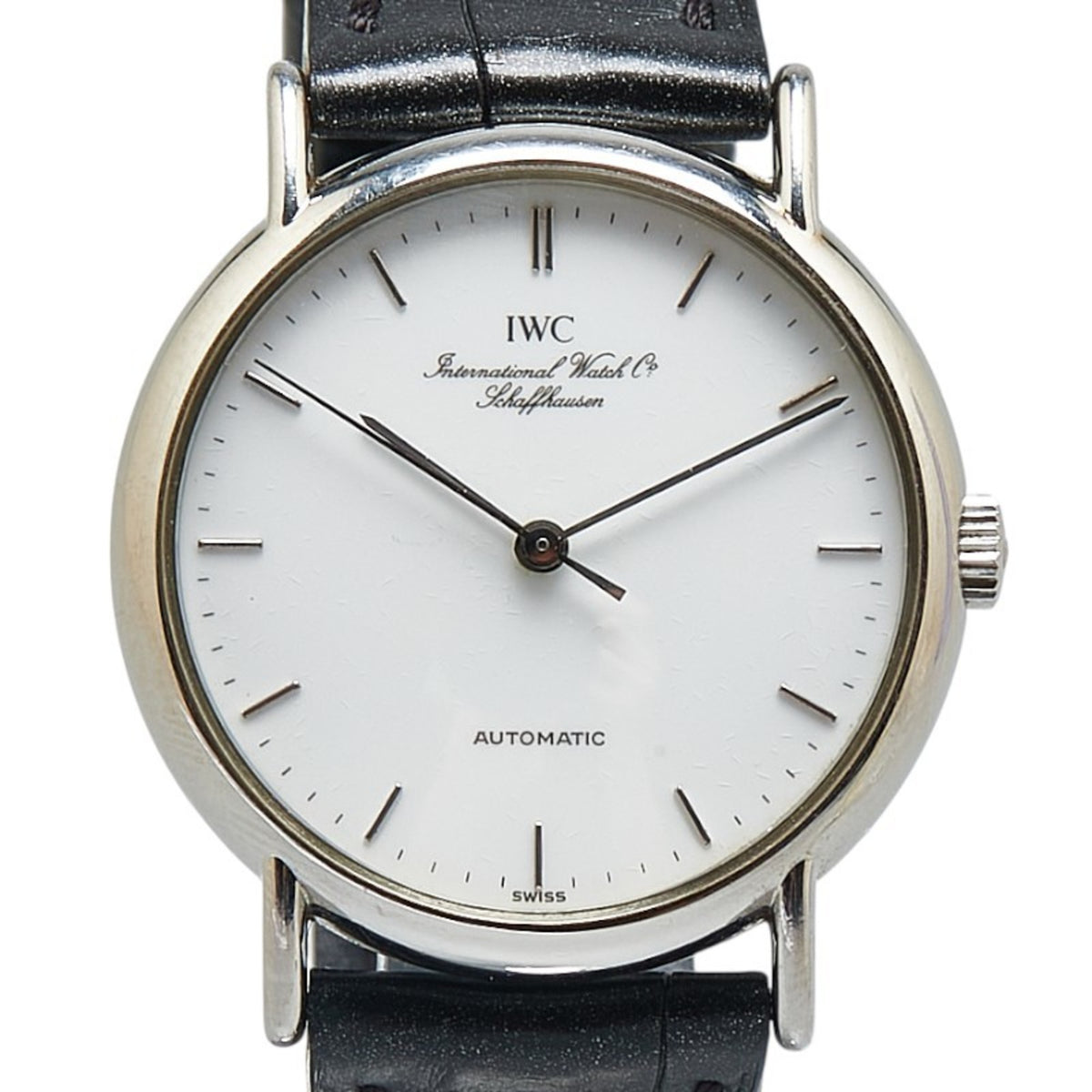 Pre-Owned IWC Schaffhausen Portofino Watch IW351403 Automatic with White Dial, Stainless Steel and Leather Strap (Non-OEM) for Men