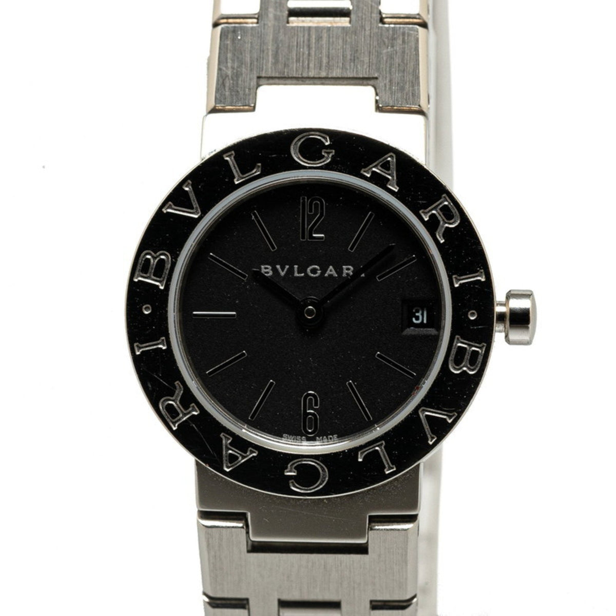 Gebrauchte BVLGARI Uhr BB23SS Quarz Schwarzes Zifferblatt Edelstahl Damen 