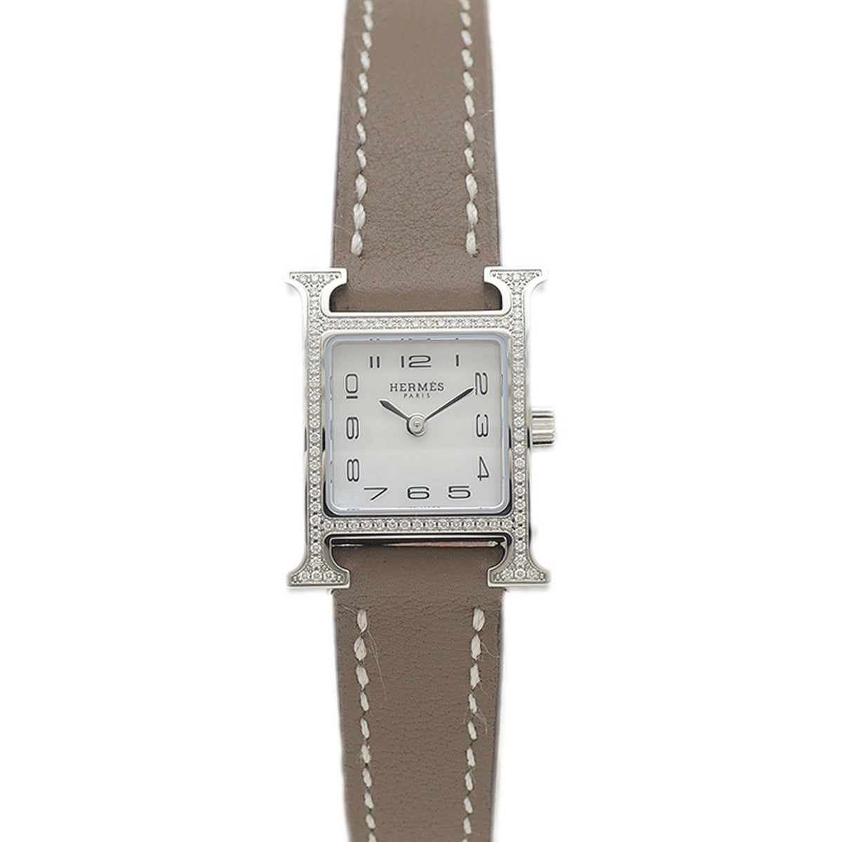 Pre-Owned Herm?s H Watch Mini Diamond Bezel, Shell Dial, Quartz Watch, HH1.131, Women's