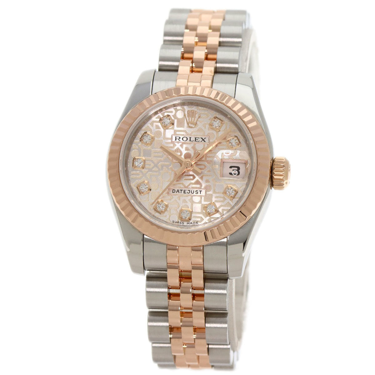 Gebrauchte Rolex 179171G Datejust 10P Diamantuhr Edelstahl SSxK18PG Everose Gold Damen 