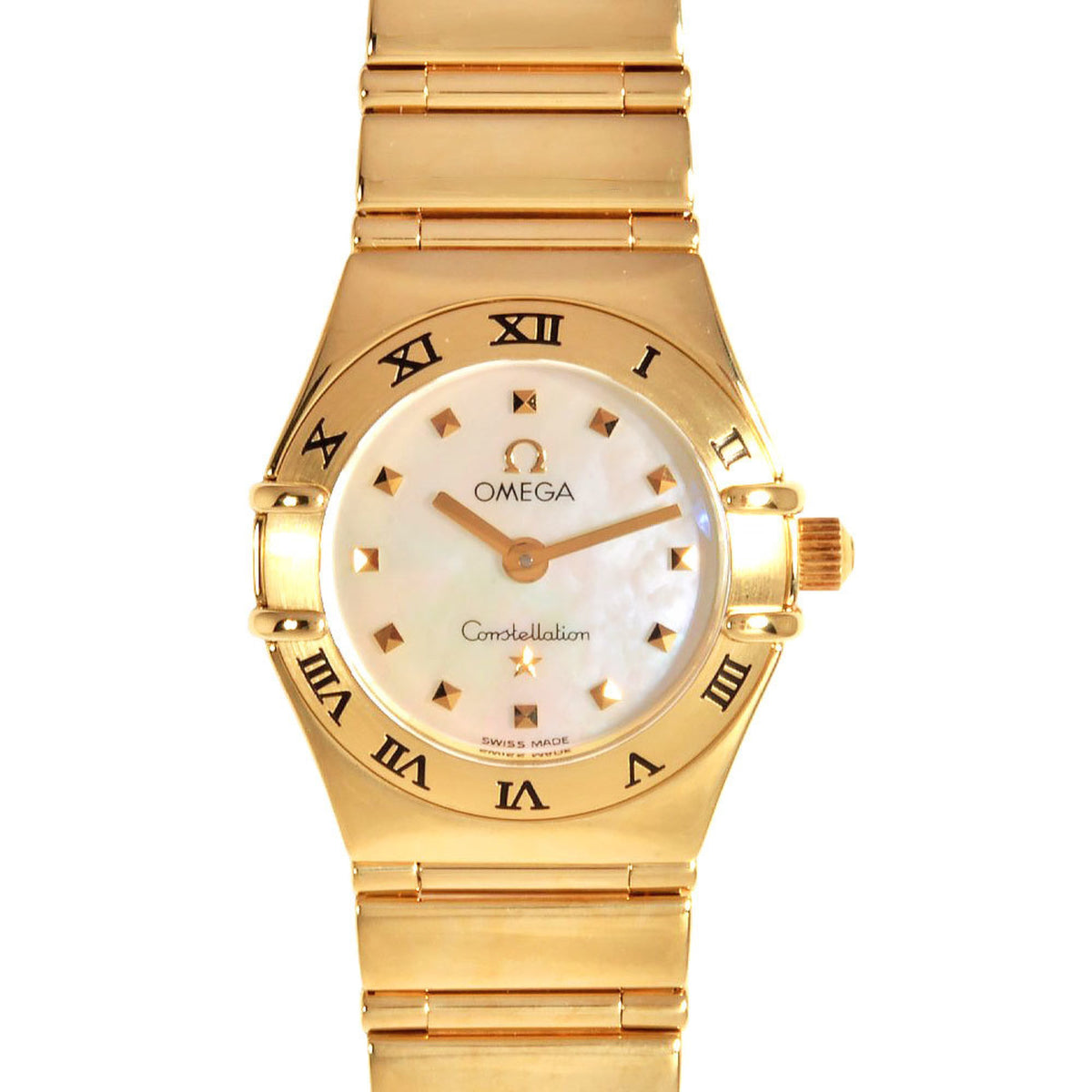 Gebrauchte OMEGA 1161.71 Constellation My Choice Mini Uhr Quarz Shell Zifferblatt YG Massivgold Damen 