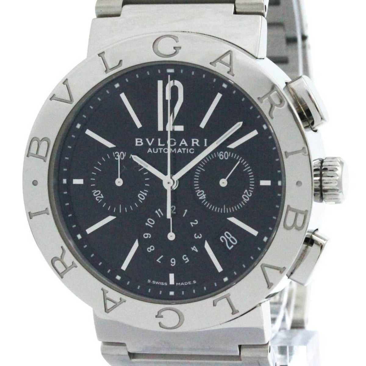 Gebrauchte polierte BVLGARI BVLGARI-BVLGARI Chronograph Automatikuhr BB42SSCH BF580420 