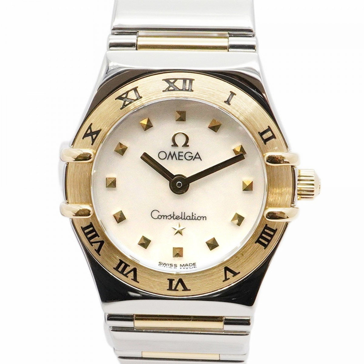 Gebrauchte Omega Constellation 1361.71 Damenuhr mit weißem Muschelzifferblatt 