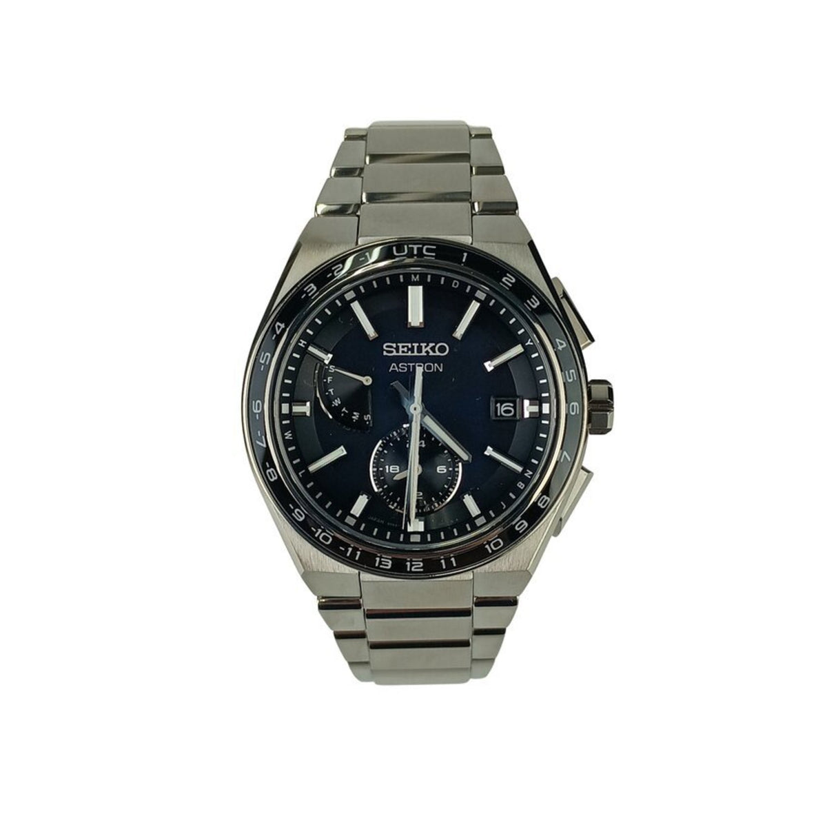 Pre-Owned Seiko Astron NEXTER SBXY039 8B63-0BB0 Men's Analog Solar Radio-Controlled Watch with Silver and Black Dial Titanium