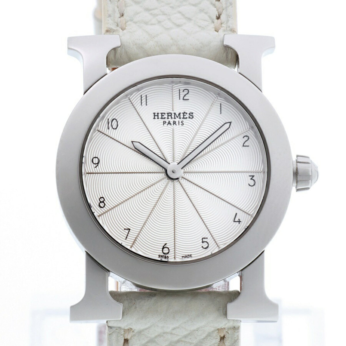 Gebrauchte Hermes HERMES H Uhr Ronde HR1.210 Weiße Quarzarmbanduhr A-158047 