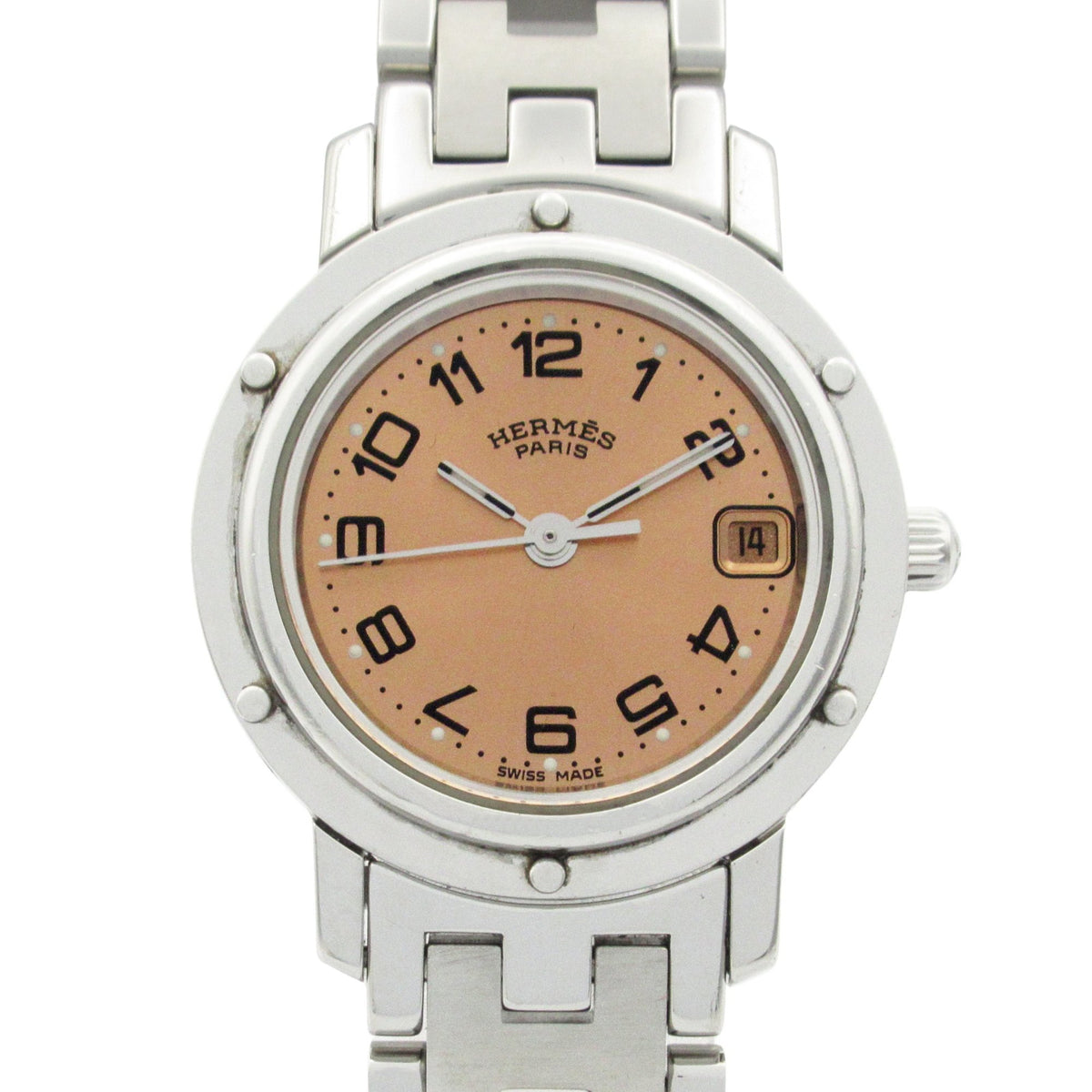 Gebrauchte Hermès Clipper Uhr, Edelstahl, Damen, Pink, CL4.210 