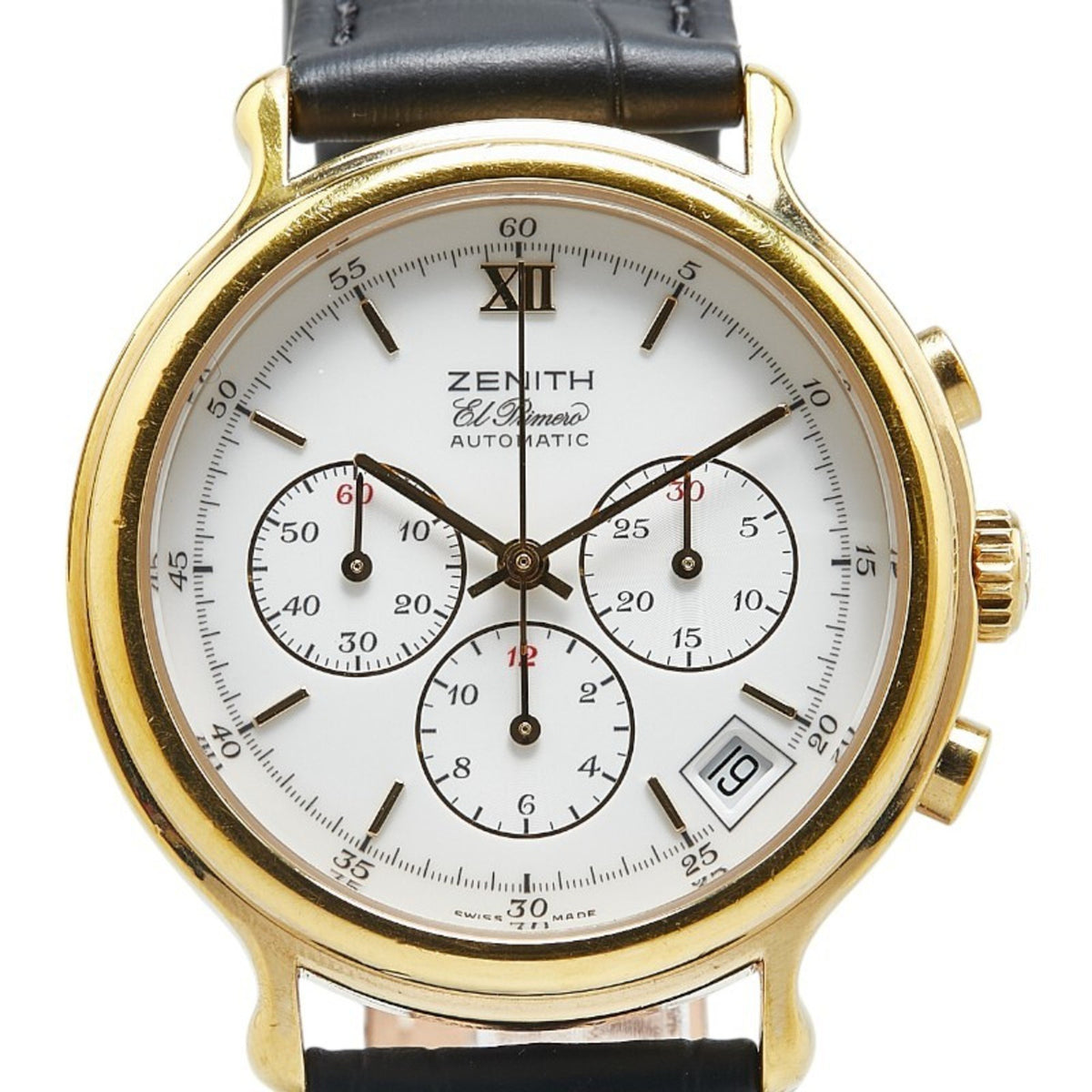 Gebrauchte Zenith El Primero Uhr 20.0140.400 Automatik weißes Zifferblatt Edelstahl Leder Herren ZENITH 