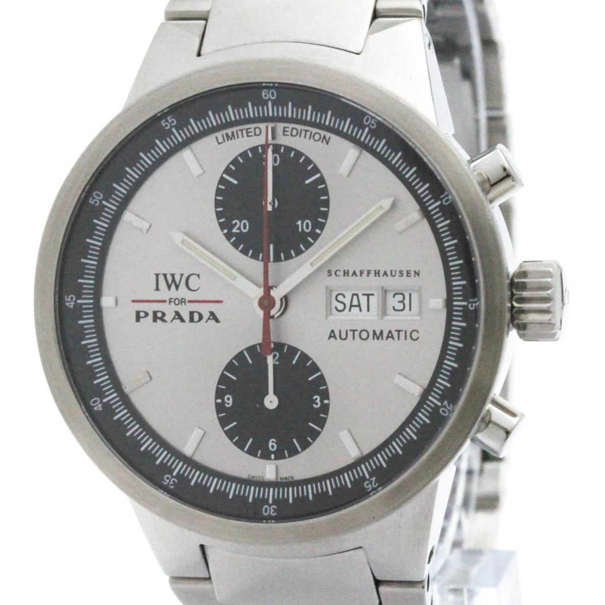 Gebrauchte polierte IWC GST Chronograph Stahl Automatik Herrenuhr IW370802 BF569955 