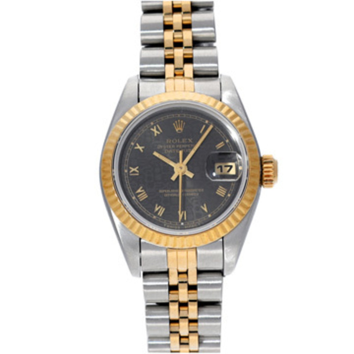 Gebrauchte Rolex Datejust 69173 S-Serie (hergestellt um 1994) Schwarze Computer-Damenuhr mit Automatikaufzug 