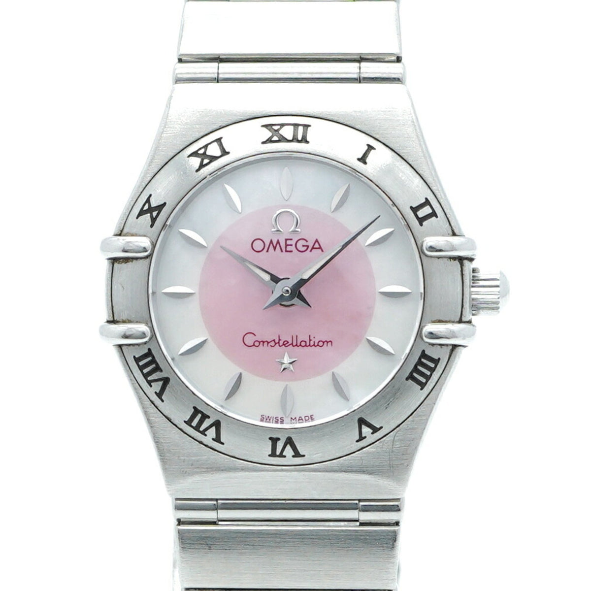 Gebrauchte Omega Constellation 1562.83 Damenuhr mit weißem und rosa Zifferblatt 