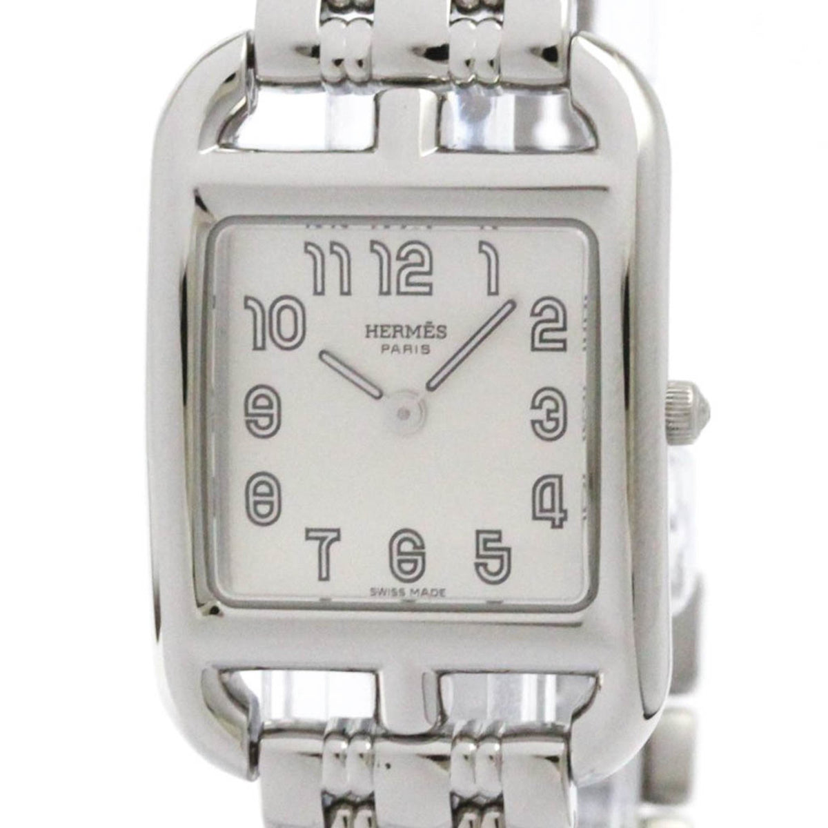 Pre-Owned HERMES Capecod Stainless Steel Quartz Ladies Watch CC1.210 Polished