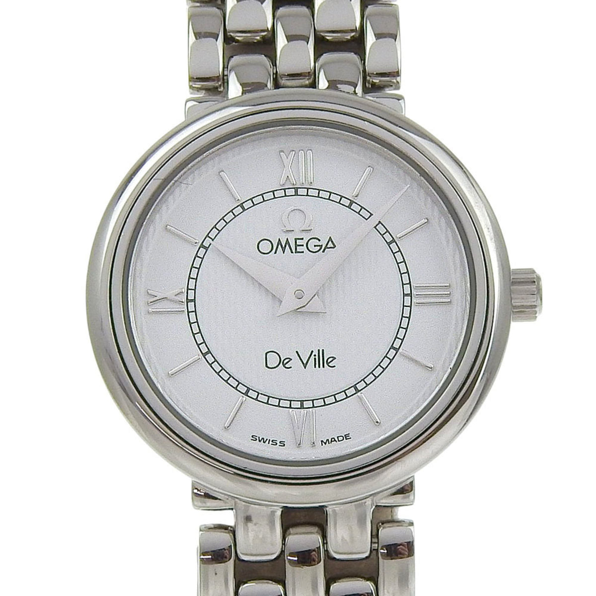 Pre-Owned OMEGA De Ville Stainless Steel Watch, 1998, Quartz Movement, Analog Display, White Dial, Women's