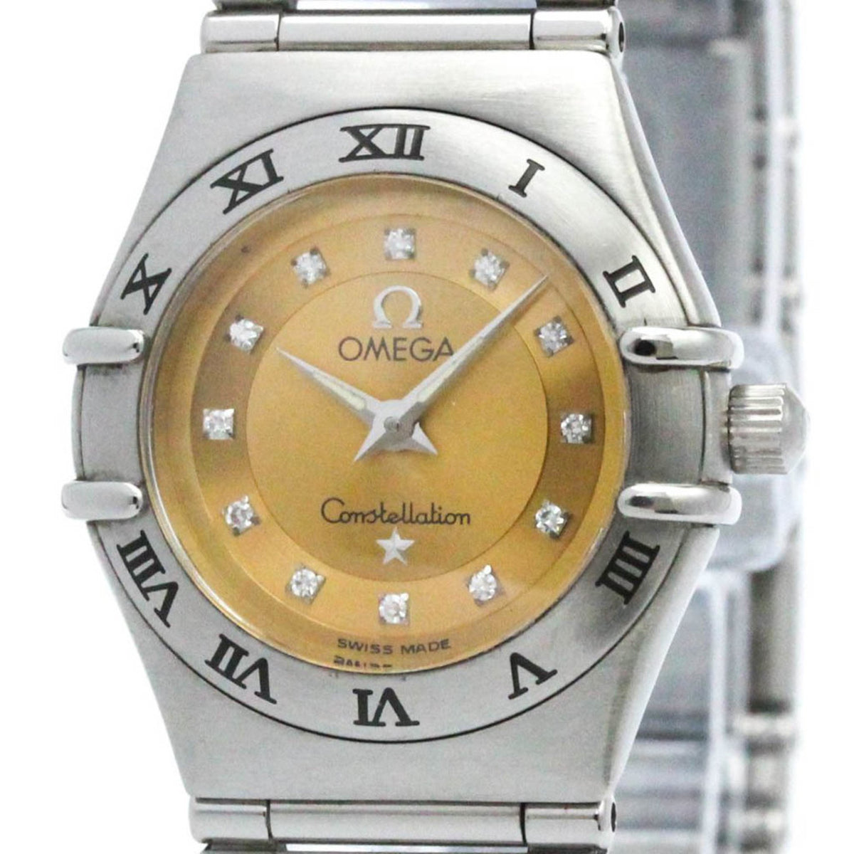 Gebrauchte polierte OMEGA Constellation Cindy Crawford Diamantuhr 1564.65 BF570423 